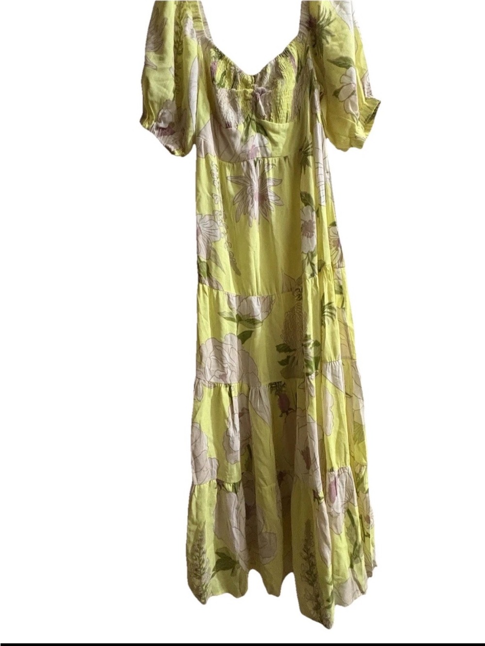 Farm Rio Women Green Floral Print Long Maxi Dress Sz P (XS to S) NWT Resortwear